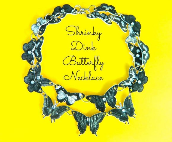 shrinky butterfly necklace by Mark Montano