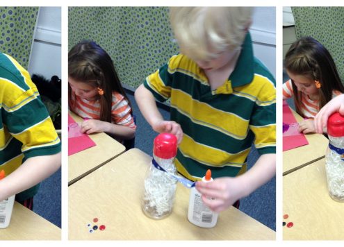 Recycled coffee creamer snowman craft