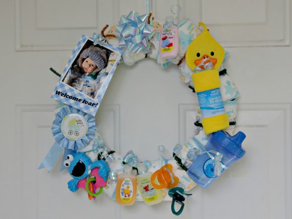 DIY Baby Shower Diaper Wreath - Dollar Store Craft 