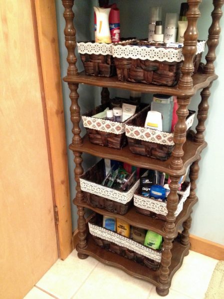 bathroom shelves after