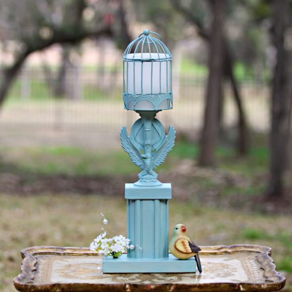 blue trophy candleholder