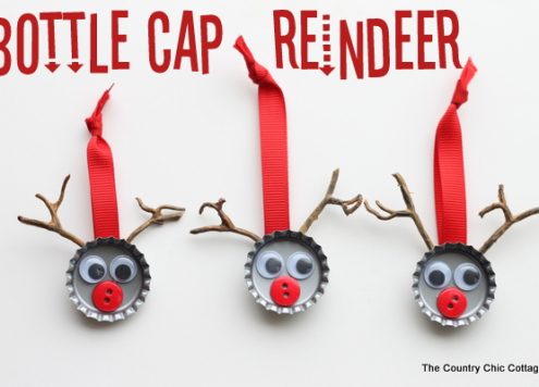 Make bottle cap reindeer (via dollarstorecrafts.com)
