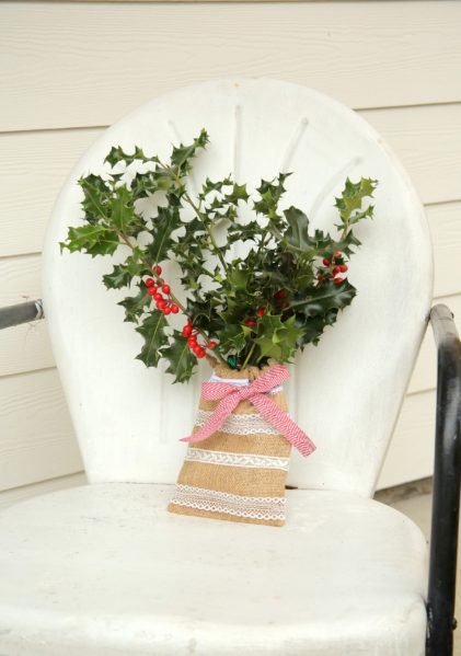 DIY Burlap & Lace Pocket Vase