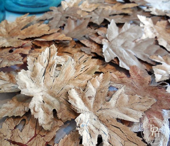 Painted dollar store leaves