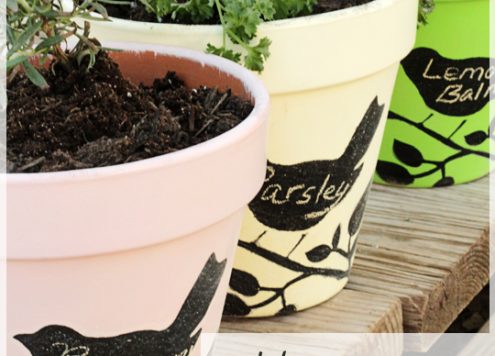 Mske Stenciled Chalkboard Flower Pots