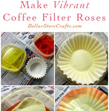 Coffee Filter Roses - There are a zillion ways to make paper flowers - one of our favorite methods is this simple process using coffee filters! This is a great project for budget wedding decor, or cheap decor for your house, since coffee filters come in large packages for cheap.
