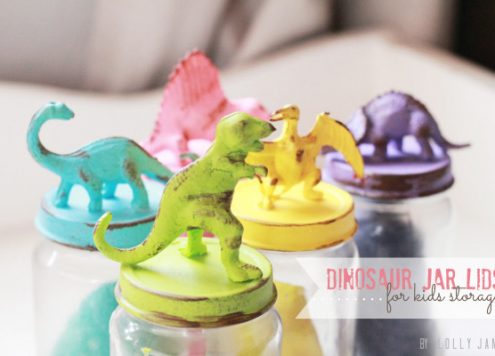 painted dinosaur jar lids