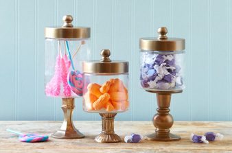 lidded jars on pedestals