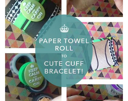 A recycled DIY cuff bracelet created out of a recycled cardboard tube and some washi tape!