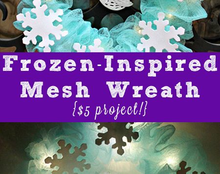 These colorful mesh shower sponges reminded me of floral mesh, so I decided to use them to make a pretty, light up Frozen-inspired wreath for my daughter's door.