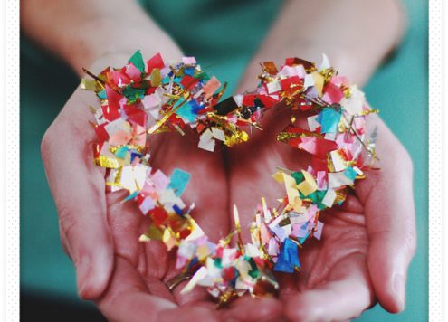 DIY hot glue confetti heart
