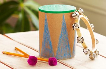 coffee can drum and tambourine