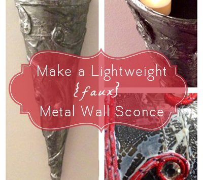 DIY Wall Sconce - Love the look of a fancy wall sconce, but don't think you have the decor budget to get one? Think again! This lovely faux DIY wall sconce can be used to hold seasonal silk branches or with a built in shelf, a night light with battery operated candles. Or any other lightweight items you can fit into it!