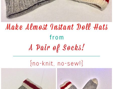 Can't knit or crochet but need a cute cap for a doll, snowman, or other craft project? If you have a sock, rubber band or twist ties, scissors and hot glue, you're good to go!