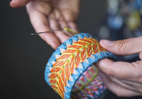 Embroider a Cardboard Tube Bangle