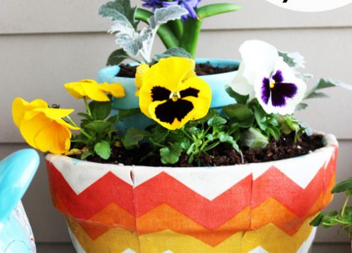 Fabric Decoupaged Clay Pots