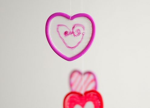 Faux Stained Glass Glue Hearts