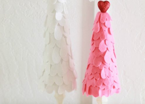 valentine's day felt heart trees