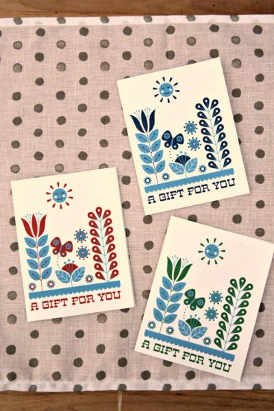 Free Printable Card: Folk Art Inspired Gift Card by Cathe Holden & Dollar Store Crafts