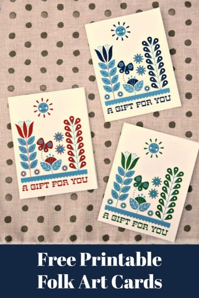 Free Printable Card: Folk Art Inspired Gift Card by Cathe Holden & Dollar Store Crafts