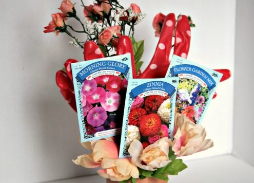 Make a Gardening Themed Bouquet - from dollar store stuff!