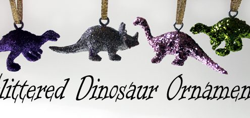 sparkly glitter dinosaur christmas ornaments from dollar store
