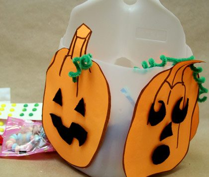Recycled milk jug Halloween candy pail