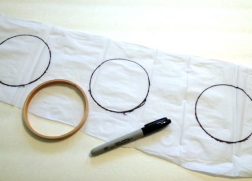 tracing embroidery hoop center