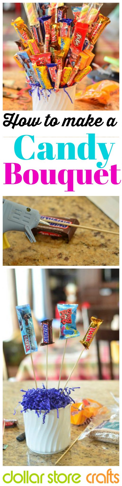 How to Make a Candy Bouquet - Dollar Store Crafts