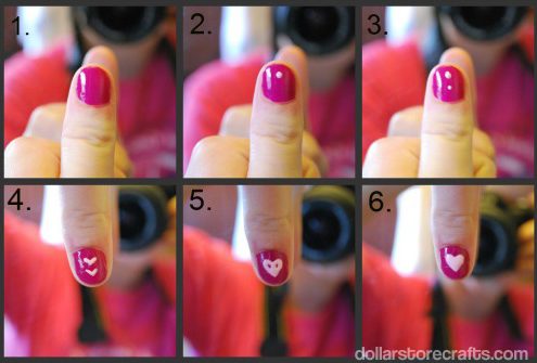 how to make a heart on finger nails