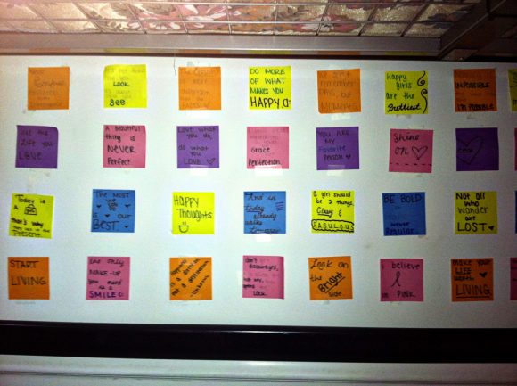 inspirational post it wall