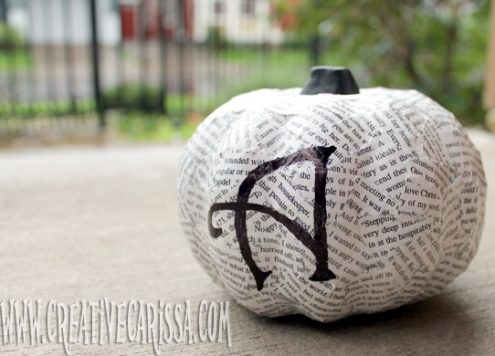 lettered book page pumpkin