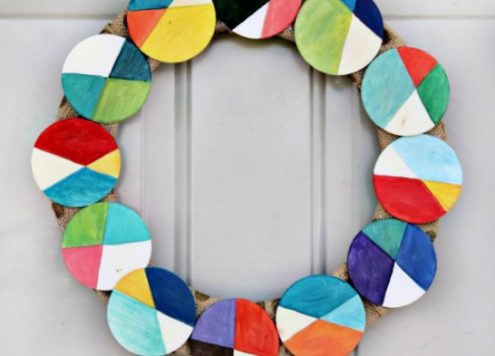 DIY Geometric Painted Wood Wreath