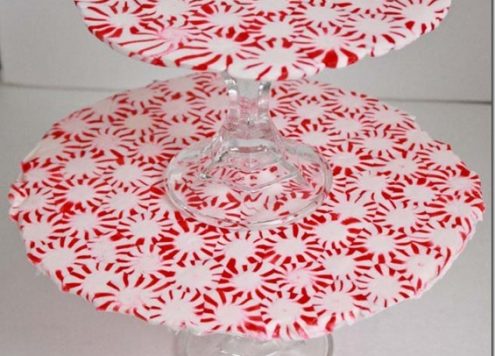 Melted peppermint tiered serving tray
