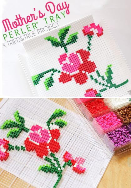 Make a Perler Bead Rose Tray