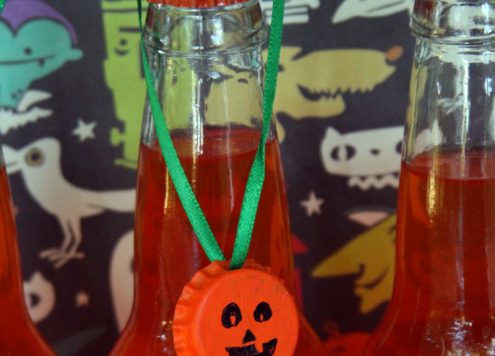 pumpkin bottle cap necklace