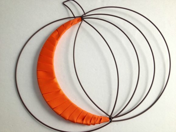 Ribbon Wrapped Pumpkin Decor