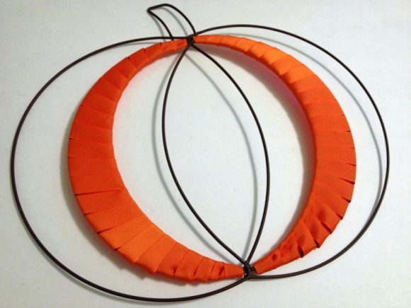 Ribbon Wrapped Pumpkin Decor