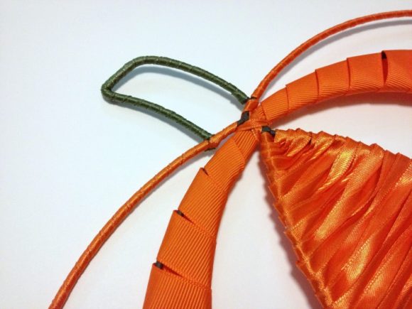 Ribbon Wrapped Pumpkin Decor
