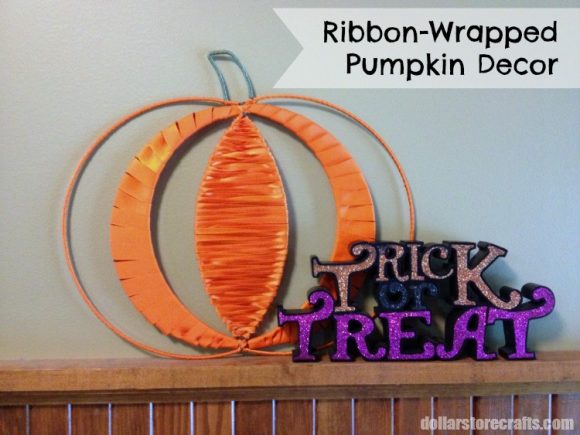 Ribbon Wrapped Pumpkin Decor
