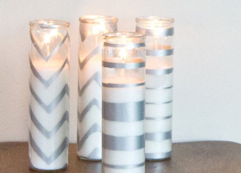 metallic silver candle holders