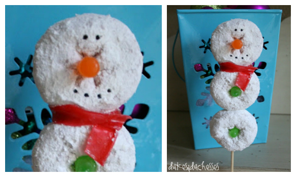 snowman donut skewers