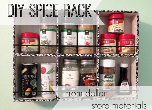 DIY spice rack from dollar store materials