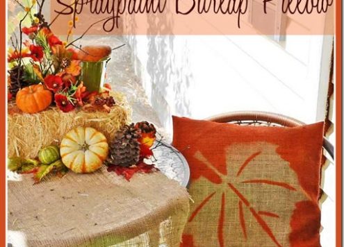 Make a spray painted burlap pillow