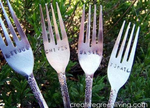 garden markers from silverware