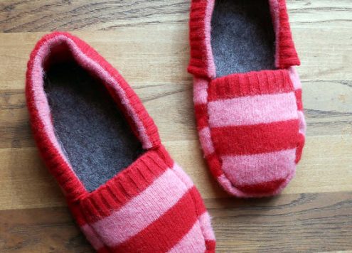 make slippers from an old sweater