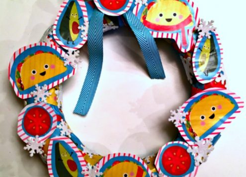 Recycled Gift Wrap wreath craft idea - Dollar Store Crafts