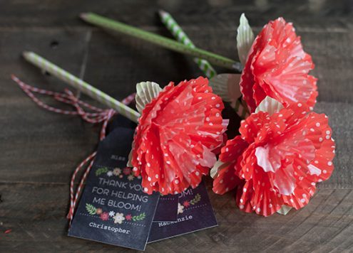 Make Cupcake Liner and Pencil Flowers