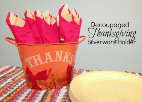 Decoupaged Thanksgiving Silverware Holder