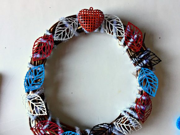 Turquoise & Red Valentine Heart Wreath